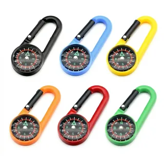 NiceNaiils 6 Stück Kompass Outdoor Set mit Karabiner, 6 Farben Mini Taschenkompass für Kinder & Erwachsene, Tragbare Richtungsweiser für Wandern, Camping & Survival, Ideales Mitgebsel