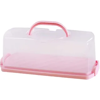 Pasdrucn Rechteckig Kuchen Transportbox Rechteckig, Muffin Transportbox, Kuchenbehälter Mit Haube Und Tragegriff, Kuchentransportbox, Blechkuchen Transportbox (Rosa)