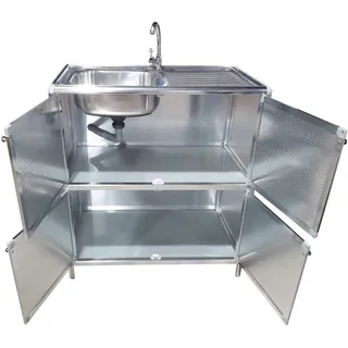Hti-Living Spüle mit Abtropfläche und Unterschrank 83 x 43 x 0 cm Silber