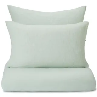 URBANARA Musselin-Bettwäsche Trofa 155x220 cm + 80x80 cm I 100% Baumwolle 2-TLG. Set Made in Portugal I Oeko Tex Standard 100 Premium Bettgarnitur - Pistazie