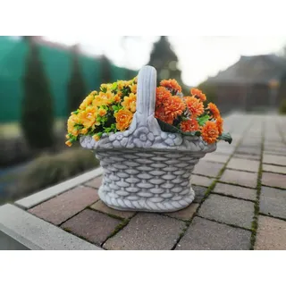 Stein/Beton Garten Ornament/Dekoration - Blumentopf Weidenkorb
