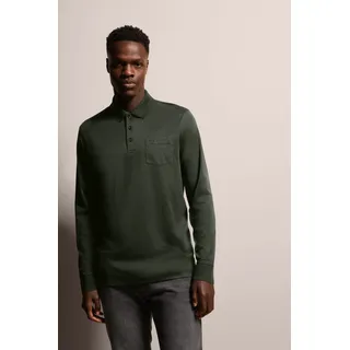Bugatti Langarm-Poloshirt BUGATTI, Herren, Gr. S, grün (oliv), 50% Baumwolle, 50% Polyester, unifarben, casual, normal, ohne Ausschnitt, Langarm, Shirts, mit feiner zweifarbiger Strukturoptik