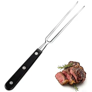 Fleischgabel mit Griff - 29cm Edelstahl Fleischgabel, Grillgabel Servier Grillgabel mit Kunststoffgriff für Grill KüChe Truthahn Braten Abendessen (Schwarz)