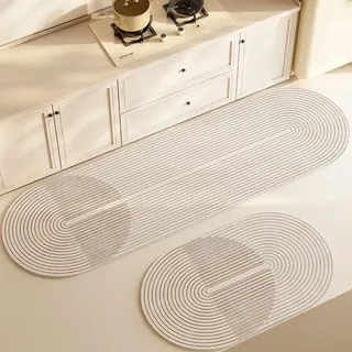 Highdi Küchenläufer, Saugfähig Läufer Flu Teppich Küche Flur Japanischer Stil Teppich Läufer, Teppich Küche, Oval Küchenteppich rutschfest, für Flur, Eingangsbereich (Zeile 2,40x60cm)