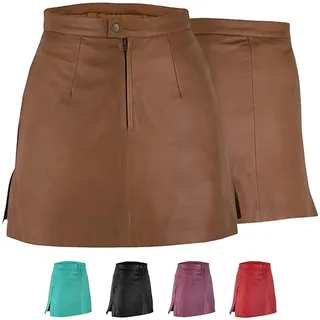 Trendiger Mini Lederrock aus Lammnappa Business Rock Echtleder 38, Karamell - 38