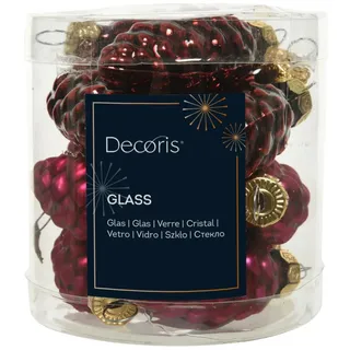 Kaemingk Decoris Weihnachtsbaum-Anhänger Zapfen Glas 2,5 cm x 6 cm Ochsenblut 12 Stück