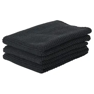 ZONE Denmark Putzlappen aus 100% Baumwolle, 27 x 27 cm, 3er-Set, Schwarz