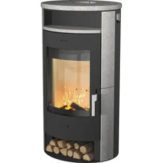 FIREPLACE Java Stahl Schwarz/Abdeckplatte Speckstein