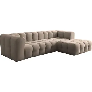 WFL GROUP Ecksofa Samt 5-Sitzer Taupe
