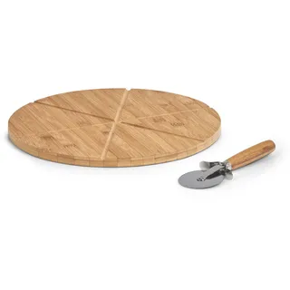 Zeller Pizza-Set Bambus/Metall 2-tlg. Ø 32 x 1,5 cm Natur