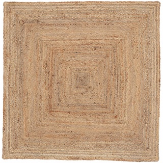 carpetfine Juteteppich Nele Quadratisch Beige 300x300 cm | Moderner Teppich für Wohn- und Schlafzimmer