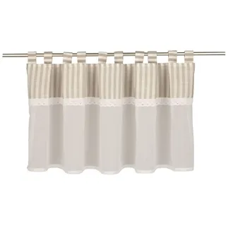 Sehlbach Bistrogardine Baumoptik mit abgesetzter Spitzenbordüre, Beige, 135 x 45 cm Bistrogardine, Eleganter Landhausstil, Blickdichter Stoff, Einfache Dekoration, Zeitloses Design