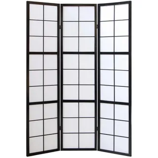 Homestyle4u Paravent Shoji in Schwarz 132x175 cm
