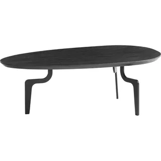 FineBuy Couchtisch FineBuy Sofatisch Holz Massiv Schwarz 86 cm Wohnzimmertisch Oval