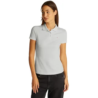 Tommy Hilfiger Tommy Jeans Damen Poloshirt Kurzarm Slim Essential Stretch, Weiß (Ecru), S - S