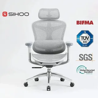 SIHOO Doro C300 ergonomischer Bürostuhl mit ultraweichen 3D-Armlehnen, dynamischer Lendenwirbelstütze für Homeoffice, verstellbare Rückenlehne, Schreibtischstuhl, Weiß