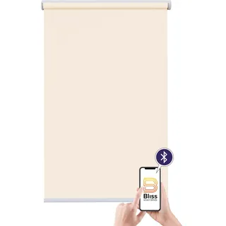 Elektrisches Rollo SUNLINES "Akkurollo Upcycling appgesteuert, blickdicht, Sunlines", beige (creme), B:170cm H:220cm, Kunststoff, Metall, Polyester, Rollos, appgesteuert via Bluetooth