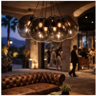 s.luce Pendelleuchte s.luce Orb Cluster Glas-Pendelleuchte 7-flammig 7x50cm Gold Verlauf