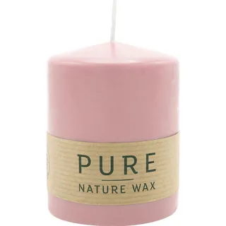 100% PURE, NATURAL WAX, Stumpenkerze, Antikrosa, WENZEL, 90/70 mm, Brenndauer ca. 38h, 100% plastikfrei