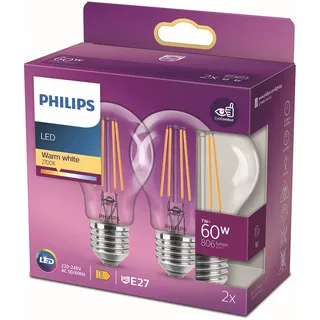 Philips LED-Birne 7W E27 warmweiß 2er Set