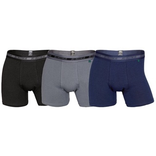 JBS Herren Boxer Shorts, 3er Pack - Pants, atmungsaktiv, Single Jersey, Stretch Schwarz/Grau/Marine S