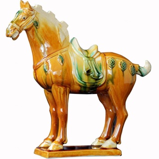 NIBHZ Porzellanpferd, Orientalische Wohndekoration, Antike Nachbildung Der Tang-Dynastie in China, Chinesisches Tang-Pferd, Dreifarbige (Sancai) Keramikstatue, Skulptur, Figur,21X21cm