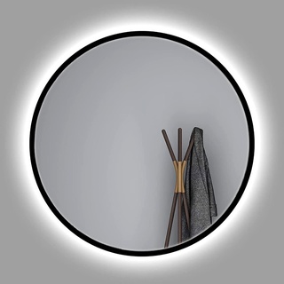 MKYOKO Kreis-Make-up-Spiegel mit LED-Leuchten, Badezimmer-Kosmetikspiegel, beleuchteter runder Wandspiegel mit schwarzem Rahmen, Wanddekoration für den Eingangsbereich, für Badezimmer, Wa