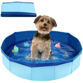 LQTSLFM Katzen Pool, Hundepool, Faltbarer Haustierpool, Hundeplanschbecken, Planschbecken für Katzen, Faltbarer Pool Werden zum Baden, Planschen und zur Aufbewahrung (50x10cm-BlauA)