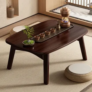 Onxyrbyte Tatami-beistelltisch,Moderners japanischer niedriger klappbarer couchtisch,Meditationstisch Altar Bodentisch Im,Retro japanischer Teetisch,für Wohnzimmer Teesimmer Balkon Bay Fenster
