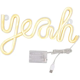 Toivize Yeah Neon Led Wanddekor-panel 34x18cm Pvc Abs Warmlicht Usb-batterien