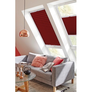 Dachfensterplissee SUNLINES "Classic Style Crepe" Plissees Gr. 136 cm, zweiseitig verschiebbar, 97 cm, rot (rot, weiß) Dachfensterplissees