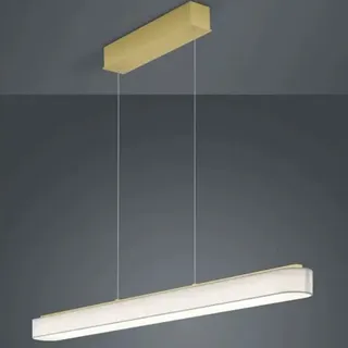 120cm Helestra BOKI LED Pendelleuchte mattmessing weißer Stoffschirm