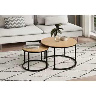 home collective Beistelltisch Eiche Hell Rund 70 x 42,5 cm