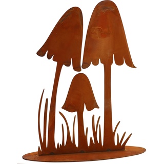 Rostikal Metall Edelrost Pilze 25 cm - Robuste Vintage Gartenfigur für Balkon & Garten - Ideale Rostfigur von Frühling bis Herbst - Perfekt für Innen & Außen