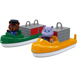 AquaPlay 255 Container- & Transportboot - Zubehör für AquaPlay Wasserbahnen oder für die Badewanne, 2 Boote, Container und Bo und Wilma, für Kinder ab 3 Jahren
