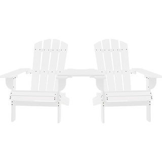 Möbel Outdoor Relaxsessel,Balkonstuhl Garten-Adirondack-Stühle mit Teetisch Massivholz Tanne Weiß DE59975