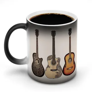Kaffeetasse mit Gitarre, lustige Farbwechsel-Tasse, einzigartige Verfärbung, hitzeempfindliche Tasse, modischer Druck, Keramik, Teetasse, Geschenk für Geburtstag, Männer und Frauen