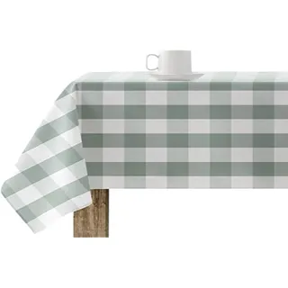 Belum 0120-104, harzbeschichtet, schmutzabweisend, kariert, Vichy-Größe, 100 x 140 cm, fleckenabweisende Tischdecke, Vichy Mint, Tischdecke aus 100% Bio-Baumwolle
