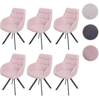 6er-Set Esszimmerstuhl HWC-J69, K√ochenstuhl Stuhl mit Armlehne, drehbar Auto-Position, Samt ~ rosa