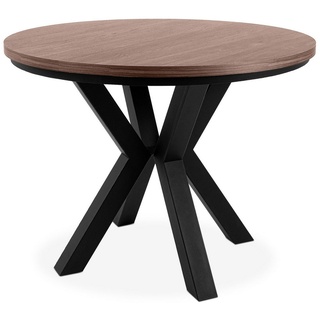 Konsimo Esstisch ROSTEL Ausziehbar Rund Tisch, hergestellt in der EU, Industrial-Stil, ausziehbar bis 260cm braun|schwarz
