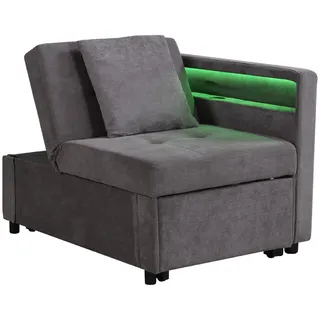 Beaok Schlafsofa, Dunkelgrau, Leder, 177x65x68 cm, Wohnzimmer, Sofas & Couches, Schlafsofas