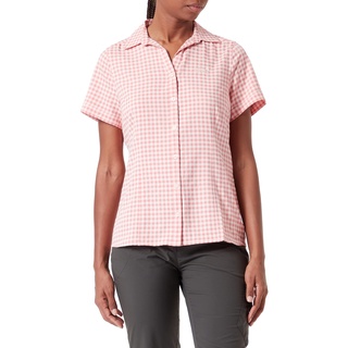 Jack Wolfskin Damen Schnelltrocknende Bluse Kurzarm Kepler Shirt Women, Blush pink Checks, XS, 1401723-8257001