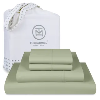 Threadmill Luxuriöse Supima-Baumwoll-Bettlaken, luxuriöse Fadenzahl 1000, weiche Bettlaken aus 100 % Baumwolle für Bett in voller Größe, 5-Sterne-Hotelqualität, tiefe Tasche