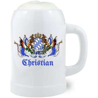 Bavariashop "Bayern-Bierkrug mit Gravur • Bierglas mit Namen personalisiert • Graviertes Bier-Glas als Geburtstagsgeschenk