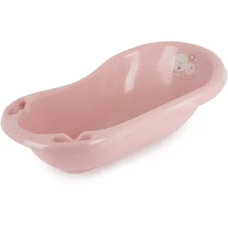 Bieco Ergonomische Babywanne Trend Rosa, ab 0 bis 36 Monate, 100 cm, schadstoffreie Badewanne mit Stöpsel für Neugeborene sehr langlebig, Made in Europe, 11181408