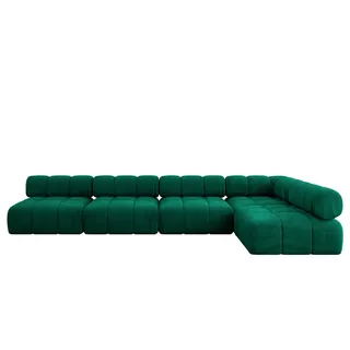 altdecor Eckcouch Samaro-L3 Samt 6-Sitzer Dunkelgrün