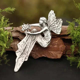 Drachensilber Brosche Elfe Schmuck 925 Silber - Silber