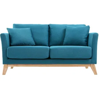 miliboo Sofa skandinavisch 2 Plätze Blaugrün helle Holzbeine Oslo