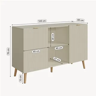[en.casa] Nand 120 x 76 x 40 cm Sandfarben / Beige