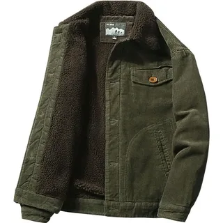 ASKSA Herren Cordjacke Warme Fleecefutter Jacke, Armeegrün, 2XL - Grün - XXL